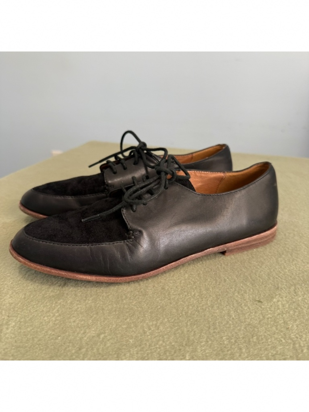 Madewell Women’s The Alex Oxford Loafers Shoes Black Leather Suede Size 8